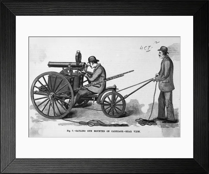 Framed Print : Gatling Gun Mounted on Carriage Framed Print : Gatling Gun Mounted on Carriage