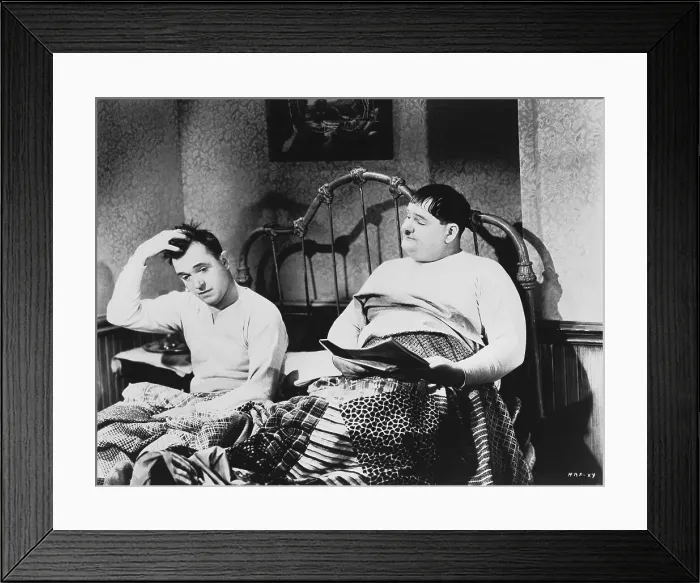 Framed Print : Comedians Laurel and Hardy in Bedtime Scene Framed Print : Comedians Laurel and Hardy in Bedtime Scene