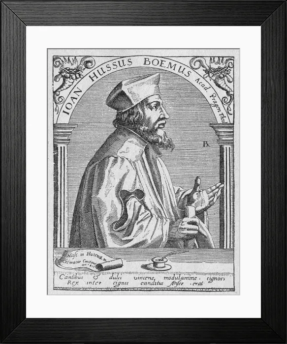 Framed Print : Profile of Reformer Jan Huss Gesturing Framed Print : Profile of Reformer Jan Huss Gesturing