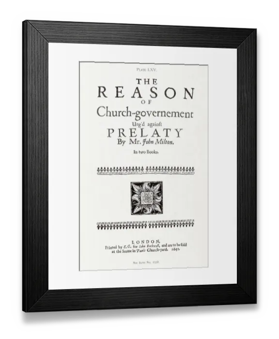 Framed Print : Title Page of Pamphlet by John Milton Framed Print : Title Page of Pamphlet by John Milton