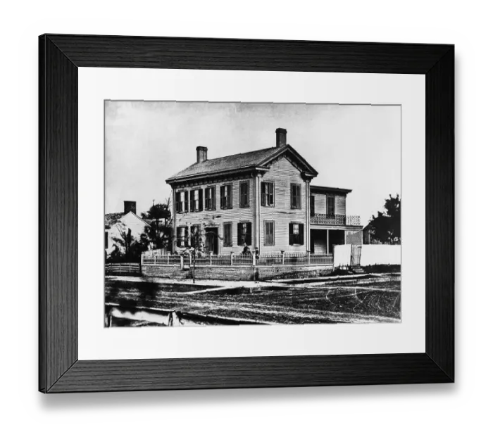 Framed Print : Abraham Lincoln At Home Outside W / Sons Framed Print : Abraham Lincoln At Home Outside W / Sons