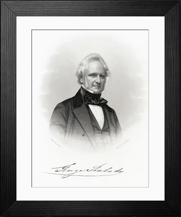 Framed Print : Engraving by John Chester Buttre of George Peabody After Photography by Matthew Brady