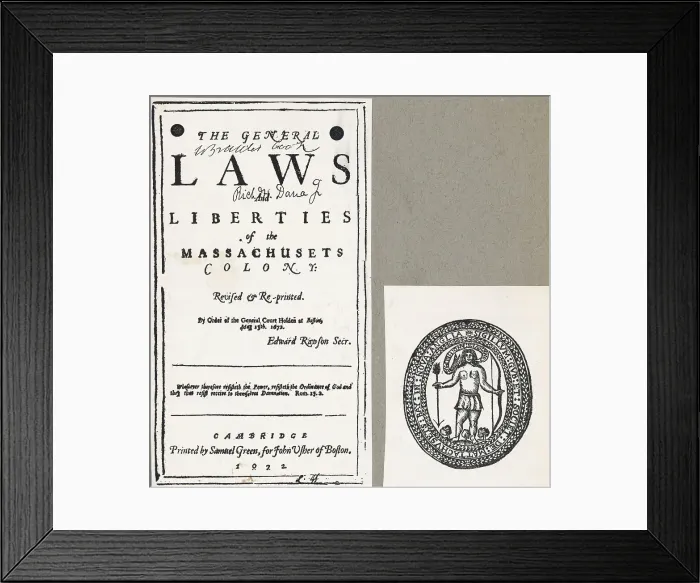 Framed Print : The General Laws and Liberties of the Massachusetts Colony Framed Print : The General Laws and Liberties of the Massachusetts Colony