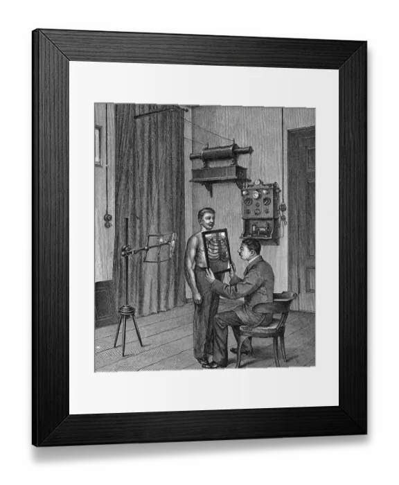 Framed Print : Doctor Using Early X Ray Device Framed Print : Doctor Using Early X Ray Device