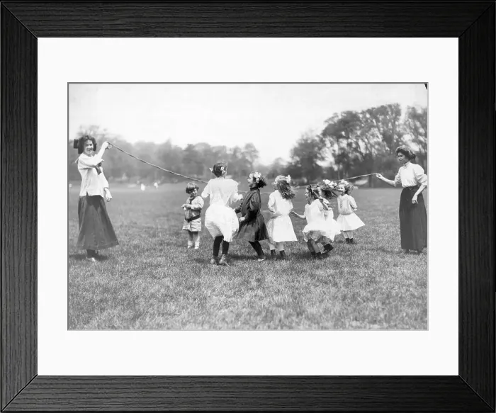 Framed Print : Children Skip Rope At May Day Party Framed Print : Children Skip Rope At May Day Party