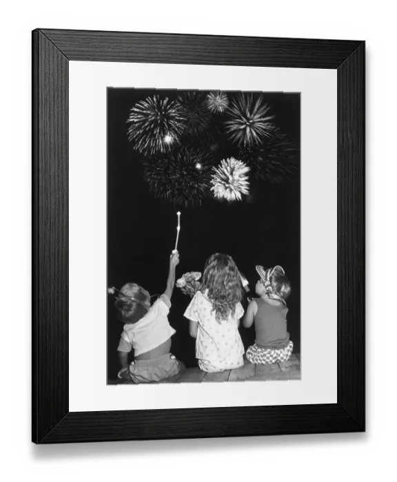 Framed Print : Children Watching Fireworks Display Framed Print : Children Watching Fireworks Display