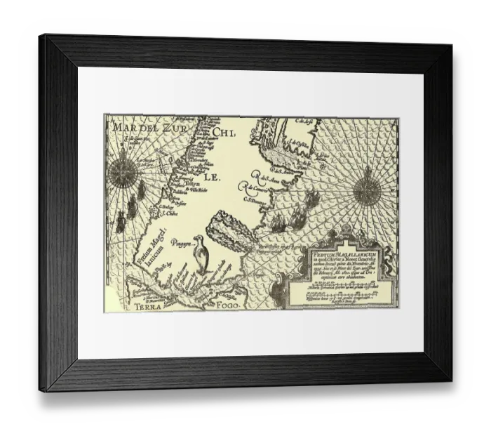 Framed Print : Map of Patagonia Framed Print : Map of Patagonia
