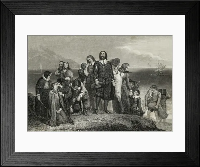 Framed Print : Pilgrims Arriving in New World Framed Print : Pilgrims Arriving in New World