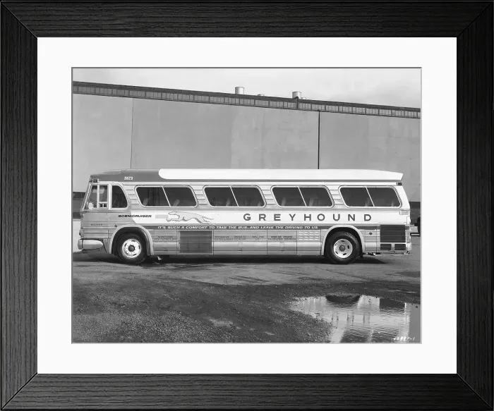 Framed Print : Side View of Greyhound Bus Framed Print : Side View of Greyhound Bus