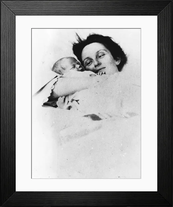 Framed Print : Mother in Bed with Baby Framed Print : Mother in Bed with Baby