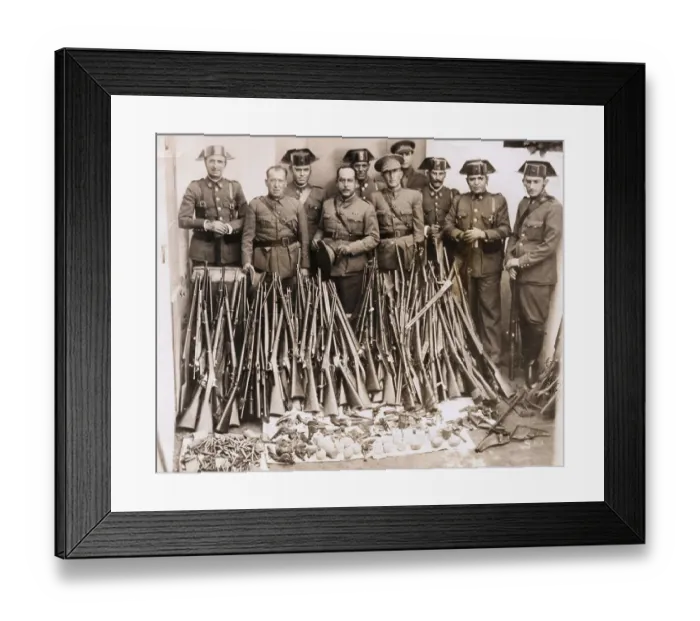 Framed Print : General Francisco Franco with Arms Cache and Rebel Troops During Spanish Civil War Framed Print : General Francisco Franco with Arms Cache and Rebel Troops During Spanish Civil War