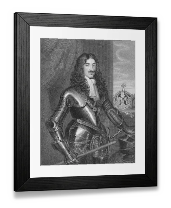 Framed Print : Engraved Portrait Of King Charles II Framed Print : Engraved Portrait Of King Charles II