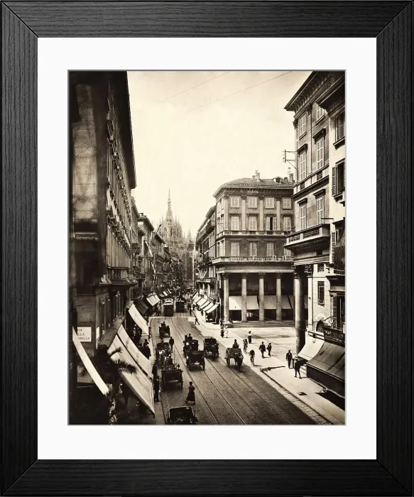 Framed Print : View of Street in Milan Framed Print : View of Street in Milan