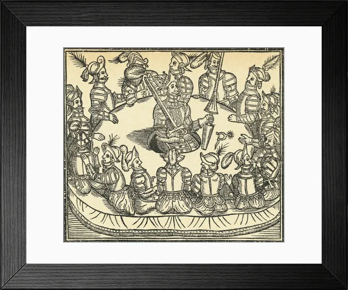 Framed Print : Woodcut of King Arthur and the Knights of the Round Table Framed Print : Woodcut of King Arthur and the Knights of the Round Table