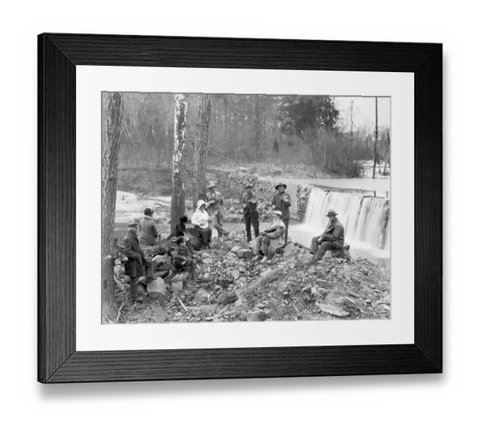Framed Print : Mountain Musicians Play by Waterfall Framed Print : Mountain Musicians Play by Waterfall