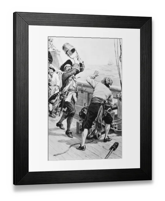 Framed Print : Pirate Kidd Swings Bucket at Crew Members Framed Print : Pirate Kidd Swings Bucket at Crew Members