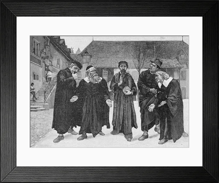 Framed Print : John Calvin and Followers Spreading Ideologies Framed Print : John Calvin and Followers Spreading Ideologies
