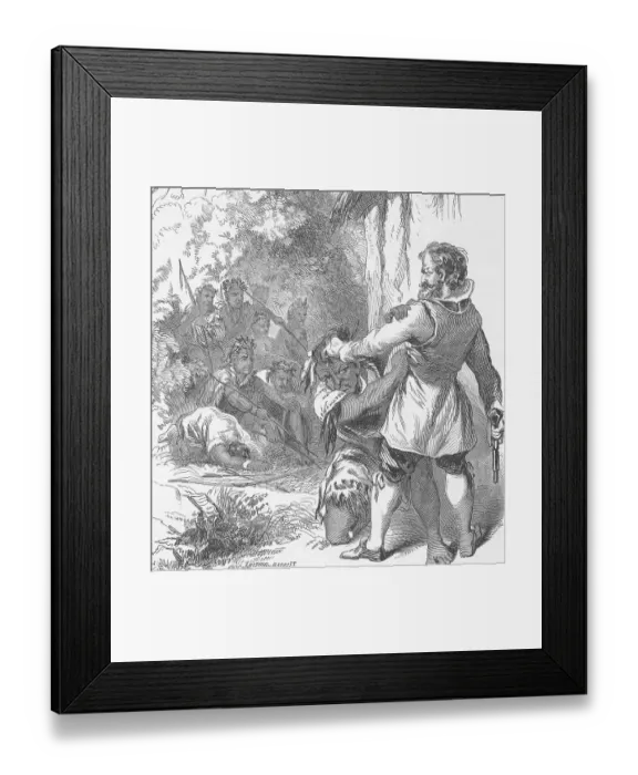 Framed Print : John Smith Fighting with Powhatan