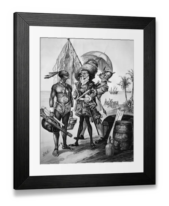 Framed Print : Satire Of The Landing Of Columbus