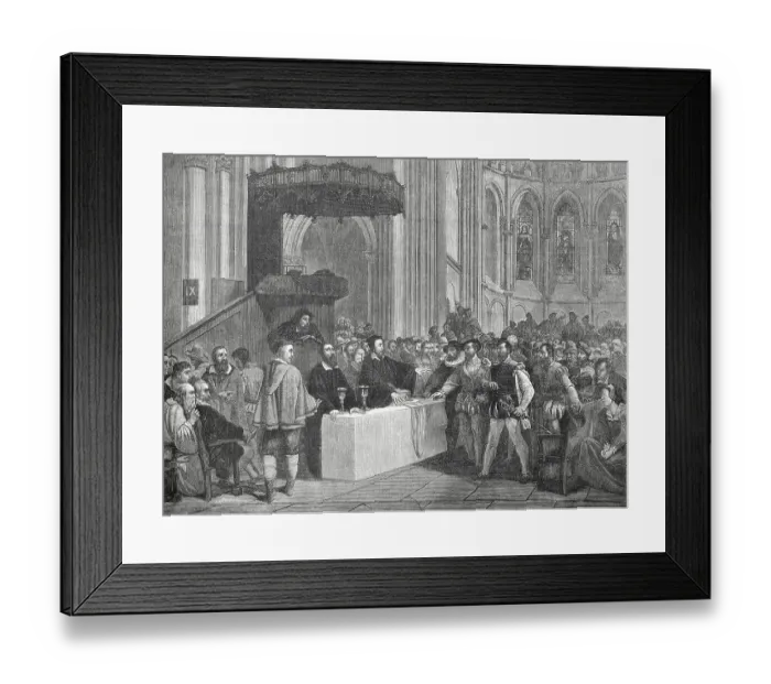 Framed Print : Congregation Inside Cathedral with John Calvin Framed Print : Congregation Inside Cathedral with John Calvin