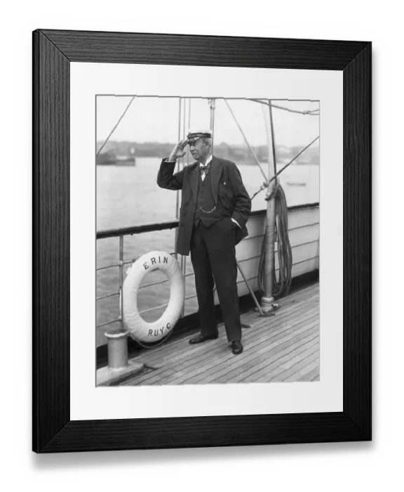 Framed Print : Sir Thomas Lipton Saluting On Deck Framed Print : Sir Thomas Lipton Saluting On Deck