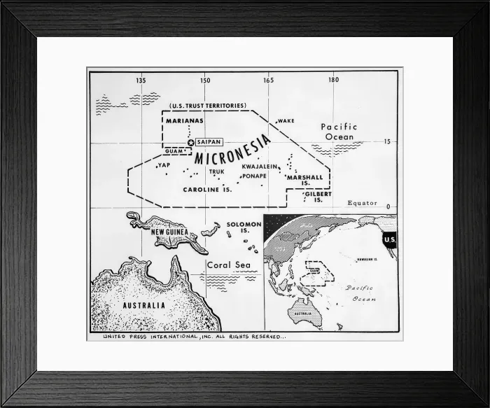 Framed Print : Map of Micronesia Framed Print : Map of Micronesia