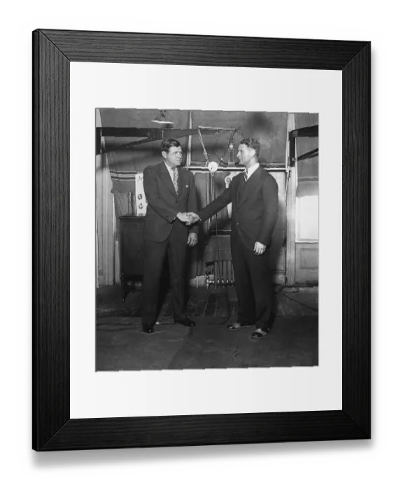 Framed Print : Lou Gehrig Shaking hands with Babe Ruth Framed Print : Lou Gehrig Shaking hands with Babe Ruth