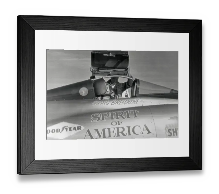 Framed Print : Canopy Being lowered Over Craig Breedlove Framed Print : Canopy Being lowered Over Craig Breedlove