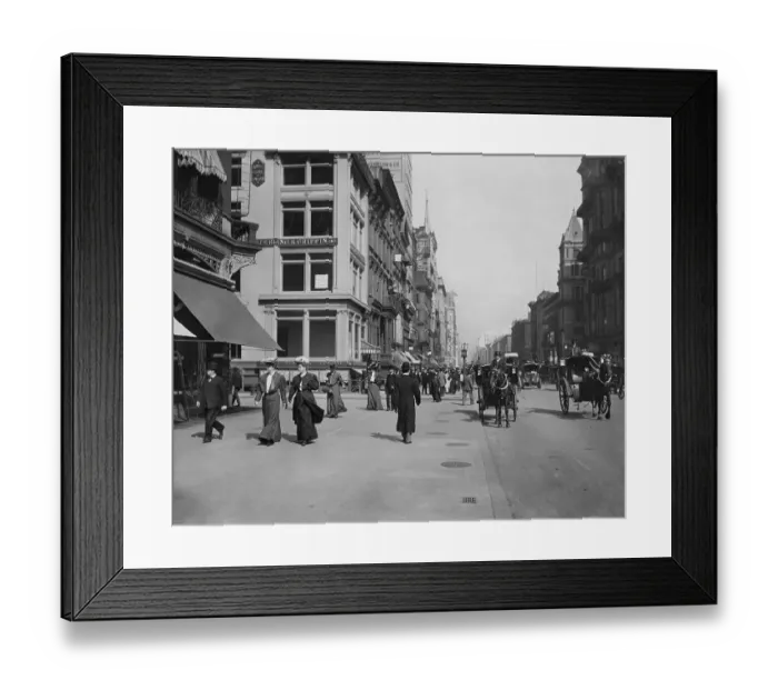Framed Print : Early Cabs and Pedestrians Along Fifth Avenue Framed Print : Early Cabs and Pedestrians Along Fifth Avenue