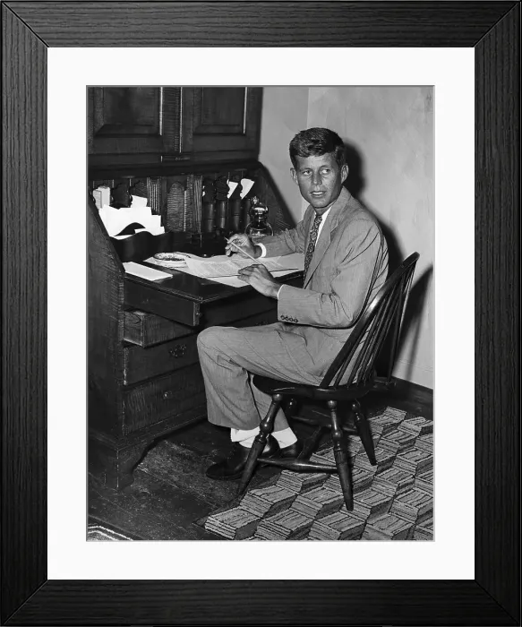 Framed Print : John Kennedy Sitting at Desk Framed Print : John Kennedy Sitting at Desk