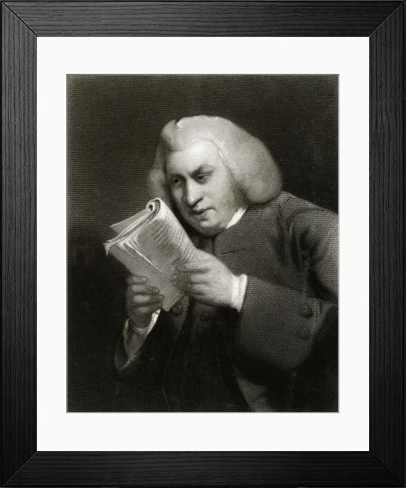Framed Print : Samuel Johnson Reading Book