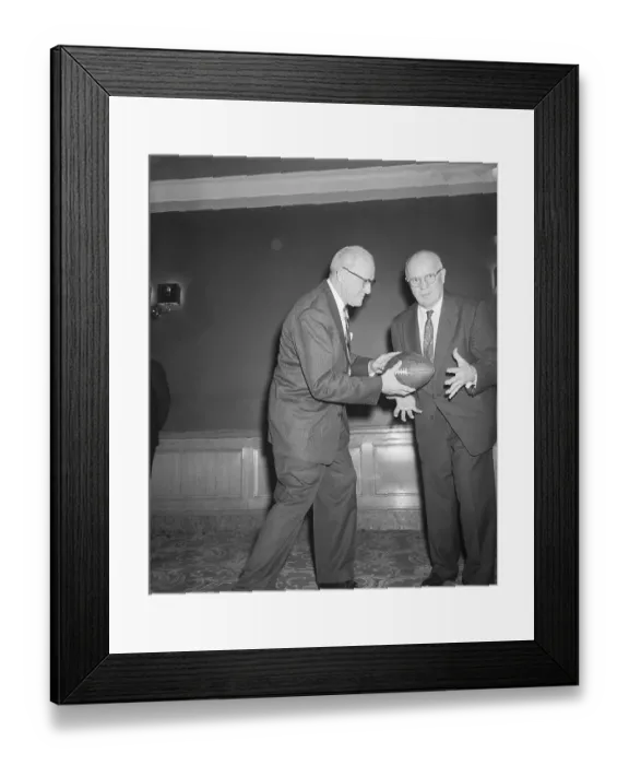 Framed Print : George Halas Handing Football to Head Coach Framed Print : George Halas Handing Football to Head Coach