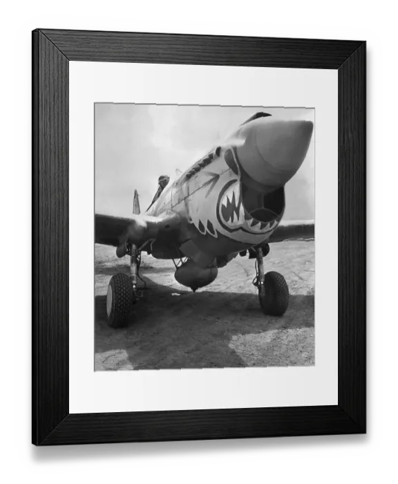 Framed Print : World War II Air Force Fighter Plane with Painting on Nose Framed Print : World War II Air Force Fighter Plane with Painting on Nose