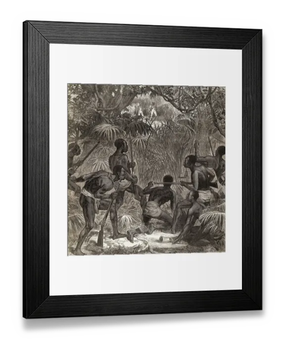 Framed Print : African Natives Preparing to Attack Enemies Framed Print : African Natives Preparing to Attack Enemies