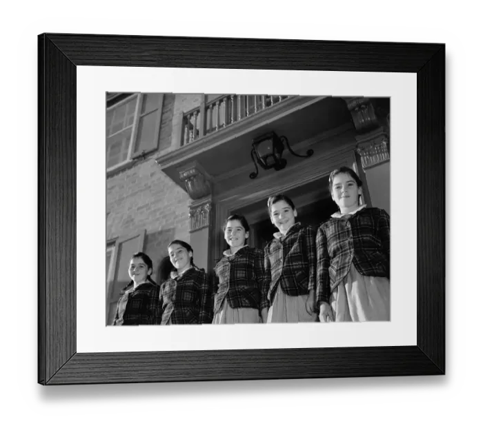 Framed Print : The Quintuplets Standing Before Their House Framed Print : The Quintuplets Standing Before Their House