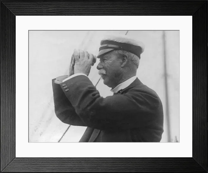 Framed Print : Sir Thomas Lipton Looking Through Binoculars Framed Print : Sir Thomas Lipton Looking Through Binoculars