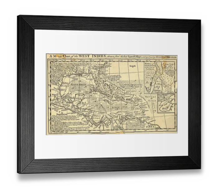 Framed Print : Map of the West Indies Framed Print : Map of the West Indies
