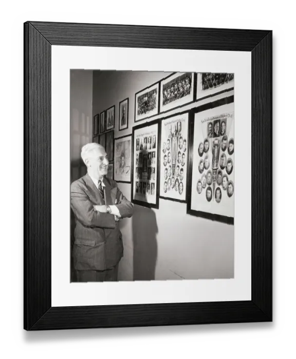Framed Print : Lester Patrick Admiring Team Portraits Framed Print : Lester Patrick Admiring Team Portraits