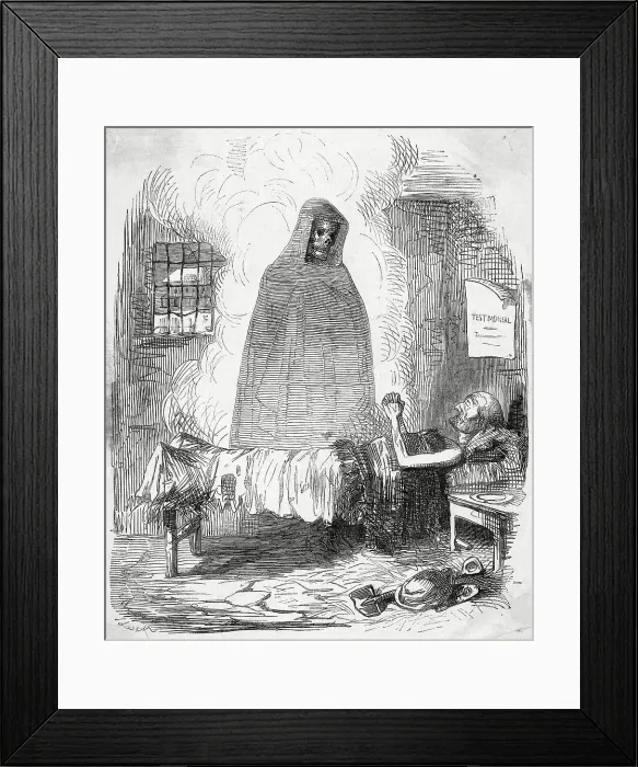 Framed Print : Grim Reaper at Man's Bedside Framed Print : Grim Reaper at Man's Bedside
