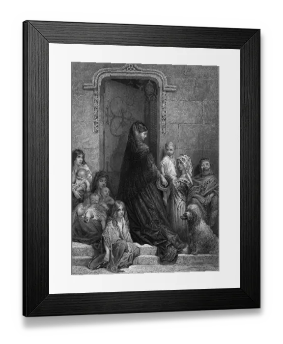 Framed Print : Noblewoman Giving Alms to Poor Framed Print : Noblewoman Giving Alms to Poor