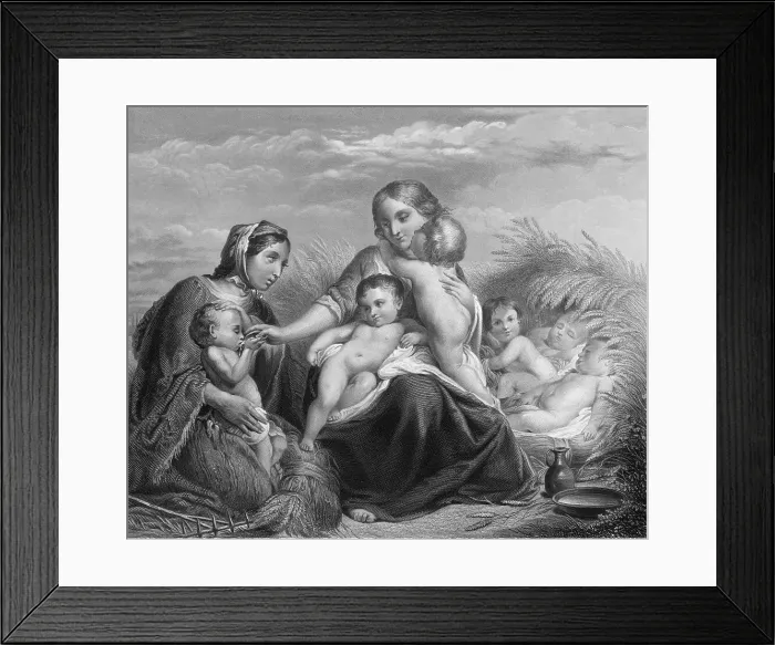 Framed Print : Charity Aiding Mother and Children