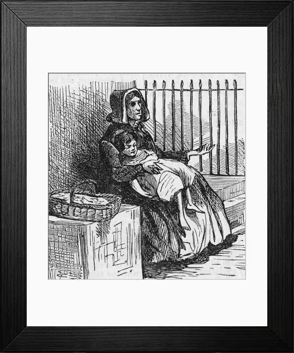 Framed Print : Woman with Child Begging