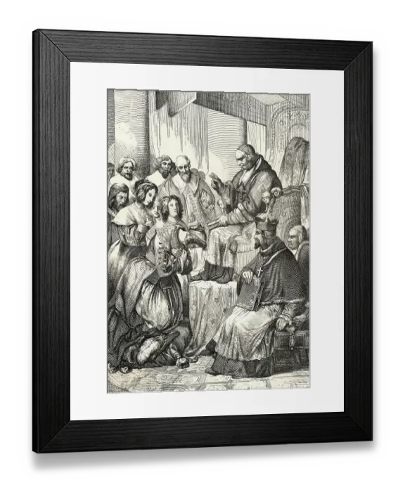 Framed Print : Sweden's Queen Christina Bowing to Priest Framed Print : Sweden's Queen Christina Bowing to Priest