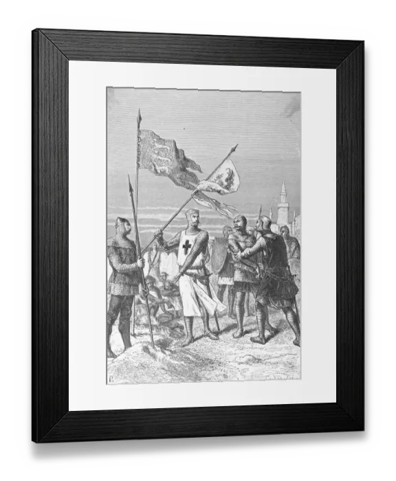 Framed Print : King Richard I and His Men Removing Flag from Conquered Territory Framed Print : King Richard I and His Men Removing Flag from Conquered Territory