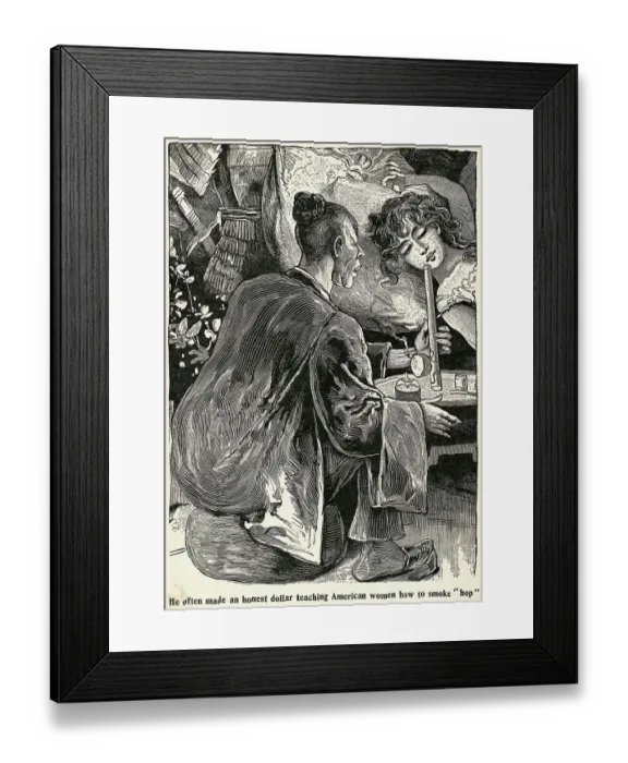 Framed Print : American Woman Smoking in an Opium Den Framed Print : American Woman Smoking in an Opium Den