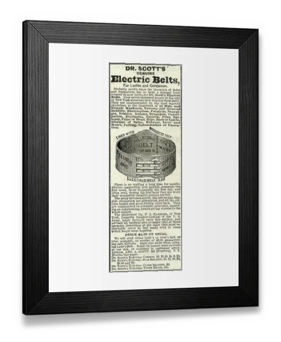 Framed Print : Ad for Electric Belts Framed Print : Ad for Electric Belts