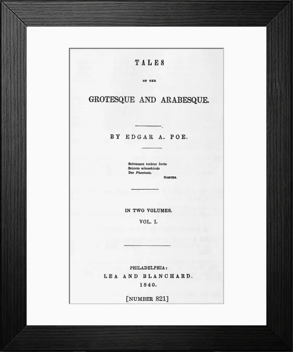Framed Print : Title Page of Poe's Tales of the Grotesque and Arabesque Framed Print : Title Page of Poe's Tales of the Grotesque and Arabesque