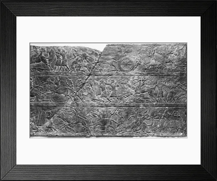 Framed Print : Assyrian Stone Relief Depicting Battle Scene Framed Print : Assyrian Stone Relief Depicting Battle Scene