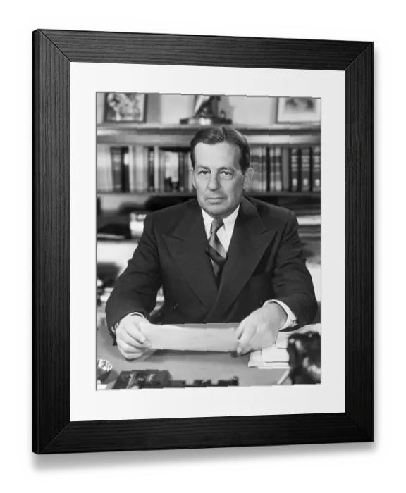 Framed Print : Donald Douglas Sitting At Desk W / Paper Framed Print : Donald Douglas Sitting At Desk W / Paper