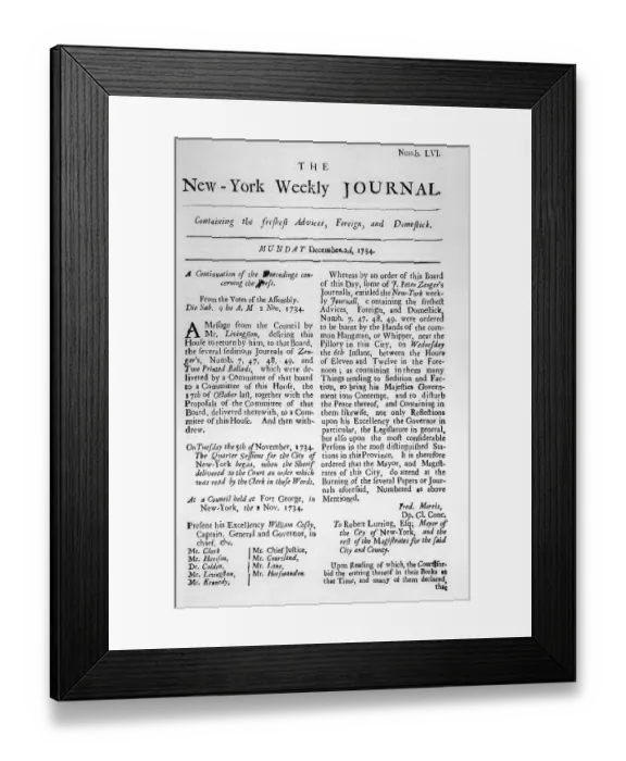 Framed Print : Copy of the New York Weekly Journal Framed Print : Copy of the New York Weekly Journal